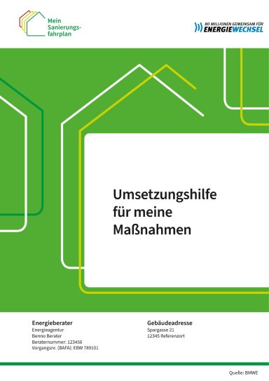 Umsetzungshilfe für meine Maßnahmen - Titelseite. Beschreibt, die Maßnahmen und Anforderungen, sowie deren Umsetzung.